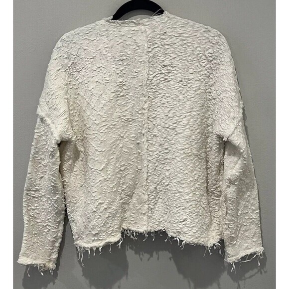 Free People Jacket Womens XS White Fringe‎ Knit Boho Zip Favorite Crush Cardigan - Picture 2 of 9